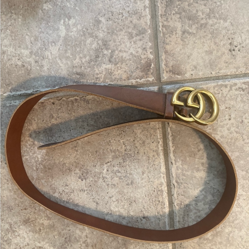 Gucci Brown Belt with Gold Interlocking Buckle